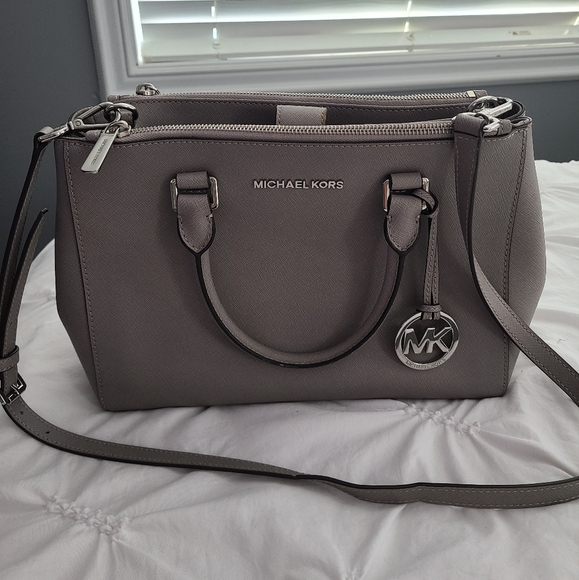 MICHAEL Michael Kors Handbags - Michael Kors Sutton Saffiano Leather Satchel Grey Large
